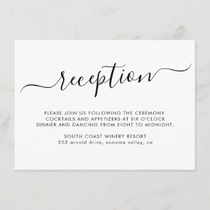 Minimalistisch Elegant Script bruiloft receptie Informatiekaartje