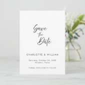 Minimalistisch elegant script | Bruiloft Save The Date (Staand voorkant)
