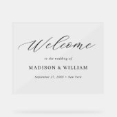 Minimalistisch Elegant Script Bruiloft Welkomstbor Acryl Bord (Voorkant)