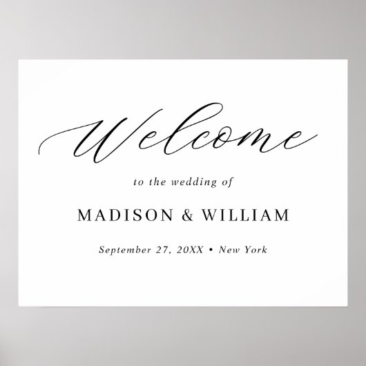 Minimalistisch Elegant Script Bruiloft Welkomstbor Poster (Voorkant)