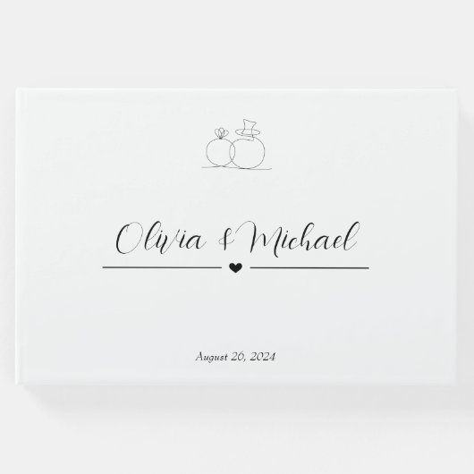 Minimalistisch Elegant Script Classic Bruiloft Gastenboek (Voorkant)