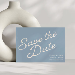 Minimalistisch  Elegant Script Dusty Blue Save The Date