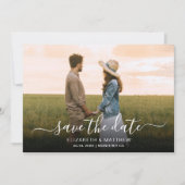 Minimalistisch Elegant Script Een foto bruiloft Save The Date (Voorkant)