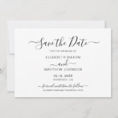 Minimalistisch Elegant Script Een foto bruiloft Save The Date (Achterkant)
