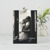 Minimalistisch Elegant Script Foto Dank u kaart (Staand voorkant)