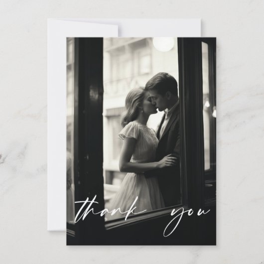 Minimalistisch Elegant Script Foto Dank u kaart (Voorkant)