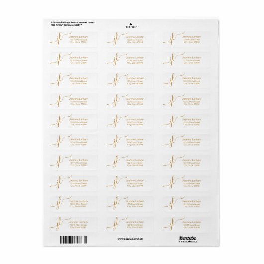 Minimalistisch Elegant Script Gold Monogram Adres Etiket (Full Sheet)