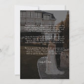 Minimalistisch Elegant Script Hart Foto Bruiloft Bedankkaart (Achterkant)