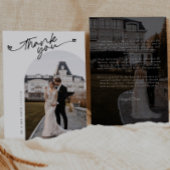 Minimalistisch Elegant Script Hart Foto Bruiloft Bedankkaart