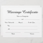 Minimalistisch Elegant Script Huwelijkscertificaat (Voorkant / Achterkant)