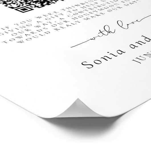 Minimalistisch Elegant Script Huwelijksreis Fonds  Poster (Hoek)