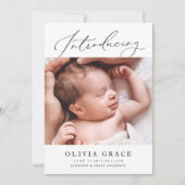 Minimalistisch Elegant Script Introductie Foto Geb Aankondiging (Voorkant)