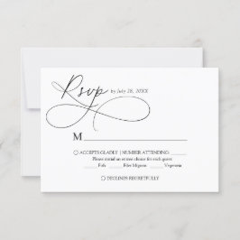 Minimalistisch Elegant Script kalligrafie bruiloft RSVP Kaartje