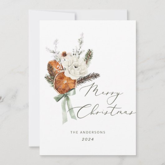 Minimalistisch Elegant script Merry Christmas kaar Kaart (Voorkant)