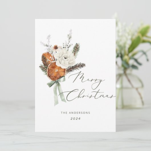 Minimalistisch Elegant script Merry Christmas kaar Kaart (Staand voorkant)