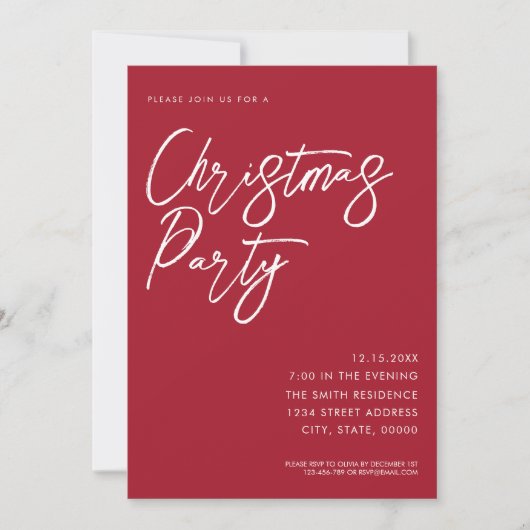 Minimalistisch elegant script moderne kerstpartij kaart (Voorkant)