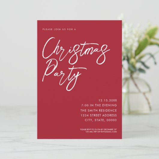 Minimalistisch elegant script moderne kerstpartij kaart (Staand voorkant)