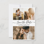 Minimalistisch Elegant Script Photo Collage Weddin Save The Date (Voorkant)