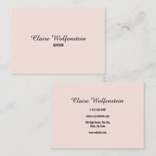 Minimalistisch Elegant Script Professional Visitekaartje (Voorkant / Achterkant)