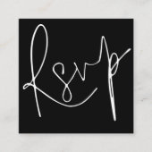 Minimalistisch Elegant Script QR Zwart Bruiloft RS Informatiekaartje (Voorkant)