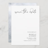 Minimalistisch elegant Script Silver Save the Date Kaart (Voorkant / Achterkant)