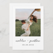 Minimalistisch Elegant Script Square Fotobruiloft Kaart (Voorkant / Achterkant)