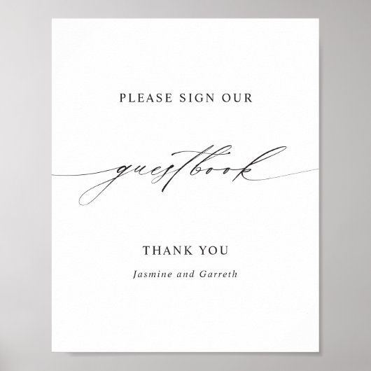Minimalistisch Elegant Script Trouwgastenboek Bord Poster (Voorkant)
