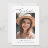 Minimalistisch Elegant Script Two Photo Afstuderen Aankondiging (Voorkant)