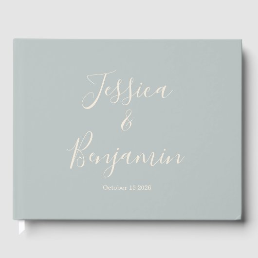 Minimalistisch Elegant Script Typography Dusty Blu Gastenboek (Voorkant)