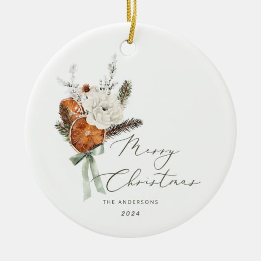 Minimalistisch Elegant script Vrolijk Kerstfeest Keramisch Ornament (Voorkant)