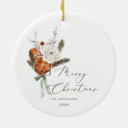 Minimalistisch Elegant script Vrolijk Kerstfeest Keramisch Ornament (Achterkant)