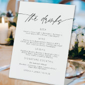 Minimalistisch Elegant Script Wedding Bar Menu Reclamebord Met Voetstuk