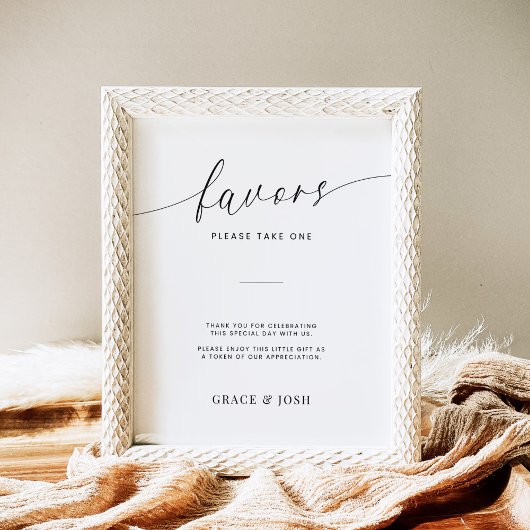 Minimalistisch Elegant Script Wedding Favors Sign Poster