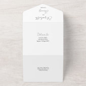 Minimalistisch Elegant Script zwart-wit bruiloft All In One Uitnodiging (Buitenkant)