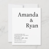 Minimalistisch Elegant Script Zwart-wit bruiloft Kaart (Voorkant)