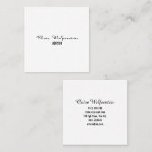 Minimalistisch Elegant Script Zwart-wit Vierkante Visitekaartje (Voorkant / Achterkant)