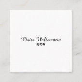 Minimalistisch Elegant Script Zwart-wit Vierkante Visitekaartje (Voorkant)