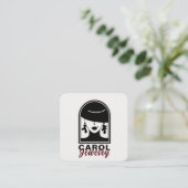 Minimalistisch Elegant Sieradenontwerper Zwart Log Vierkante Visitekaartje (Staand voorkant)