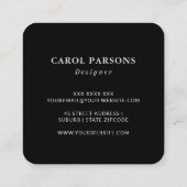 Minimalistisch Elegant Sieradenontwerper Zwart Log Vierkante Visitekaartje (Achterkant)