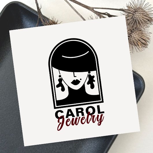 Minimalistisch Elegant Sieradenontwerper Zwart Log Vierkante Visitekaartje