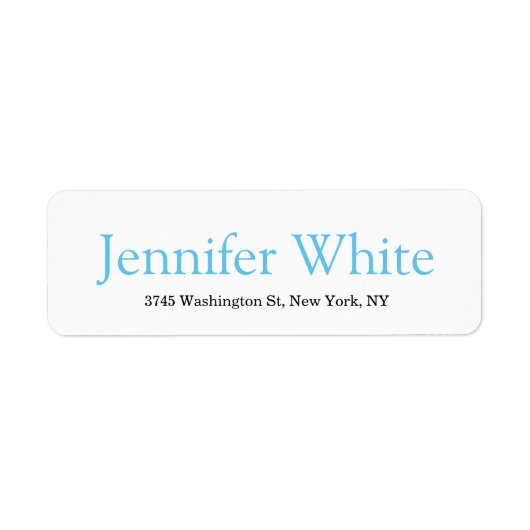 Minimalistisch Elegant Sky Blue en White Bold Retr Etiket (Voorkant)