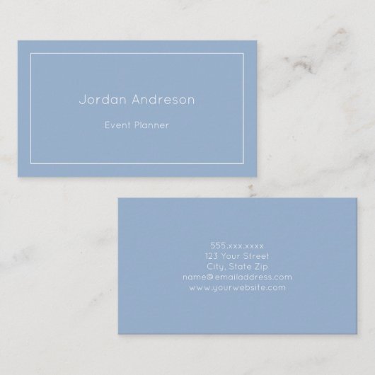 Minimalistisch Elegant Sky Blue Visitekaartje (Voorkant / Achterkant)