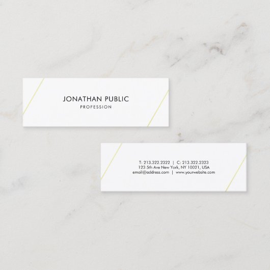 Minimalistisch elegant smaakvol, modern vlakgulden mini visitekaartje (Voorkant / Achterkant)