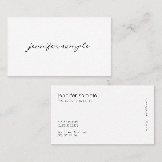 Minimalistisch elegant stijlvol, cursief script mo visitekaartje (Voorkant / Achterkant)
