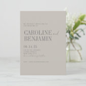 Minimalistisch Elegant Taupe Grey Script Weddensch Kaart (Staand voorkant)