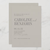 Minimalistisch Elegant Taupe Grey Script Weddensch Kaart (Voorkant / Achterkant)
