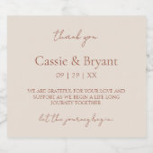 Minimalistisch Elegant Terracotta Bruiloft Dank u Sparkling Wijnetiket (Enkel label)