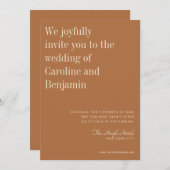 Minimalistisch Elegant Terracotta Rust Modern Wedd Kaart (Voorkant / Achterkant)