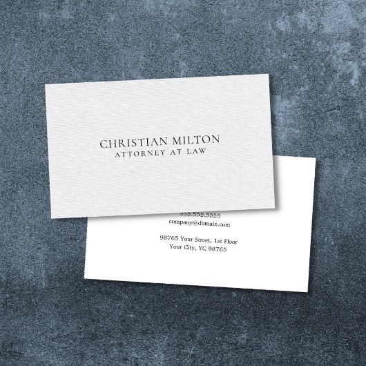 Minimalistisch Elegant Texture White Attorney for  Visitekaartje
