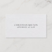 Minimalistisch Elegant Texture White Attorney for  Visitekaartje (Voorkant)